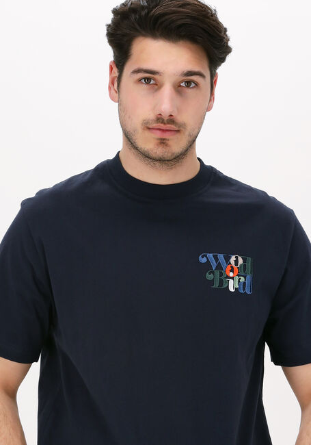 Donkerblauwe WOODBIRD T-shirt MOLT WIRL TEE - large