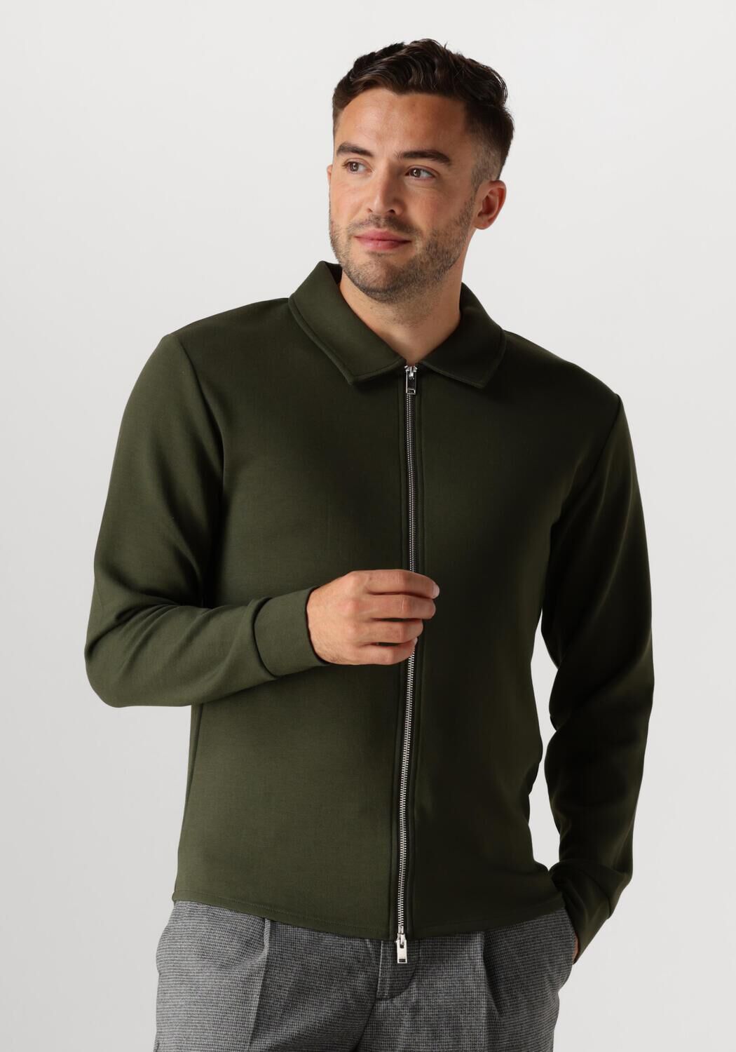 SELECTED HOMME Heren Truien & Vesten Slhemanuel Soft Full Zip Sweat Noos Groen