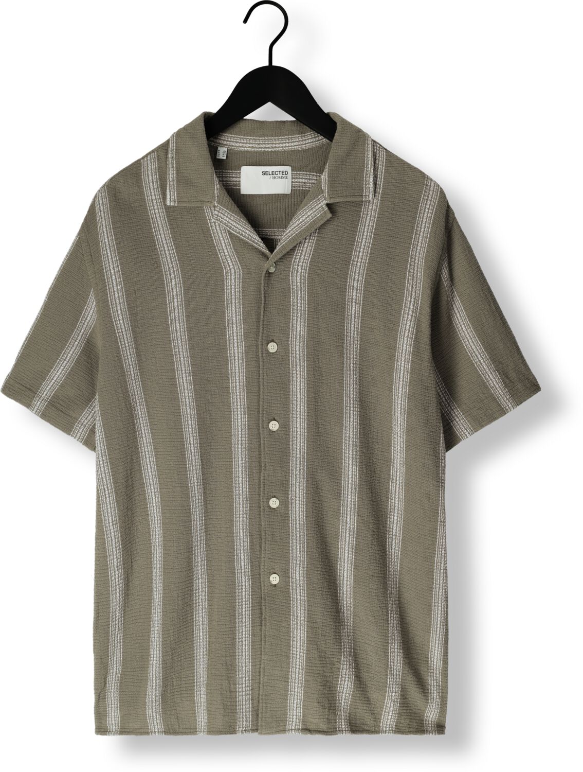 SELECTED HOMME Heren Overhemden Slhrelax-sal Shirt Ss Resort Groen