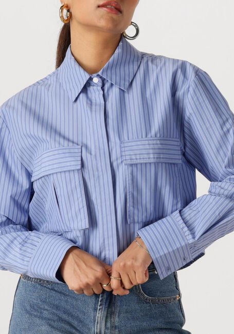 Blauwe WITHBLACK Blouses WBLLEMON LS CROPPED SHIRT - large