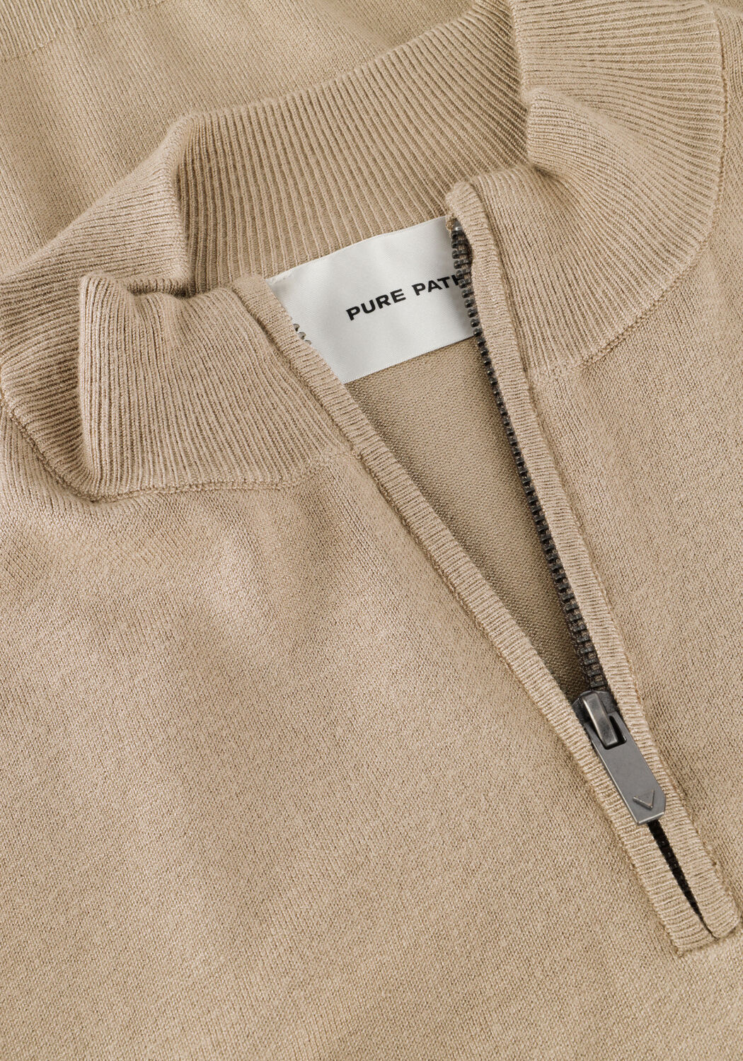 Taupe PURE PATH Trui ESSENTIAL KNITWEAR HALFZIP SWEATER - large