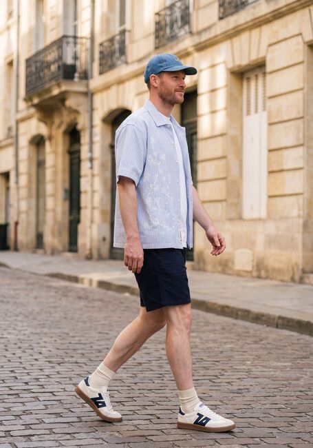 Lichtblauwe WOODBIRD Casual overhemd WBWANG OX FLOWER SHIRT - large