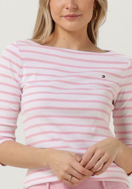 Roze TOMMY HILFIGER T-shirt SLIM STP BOAT-NK TOP 3/4 SLV - large