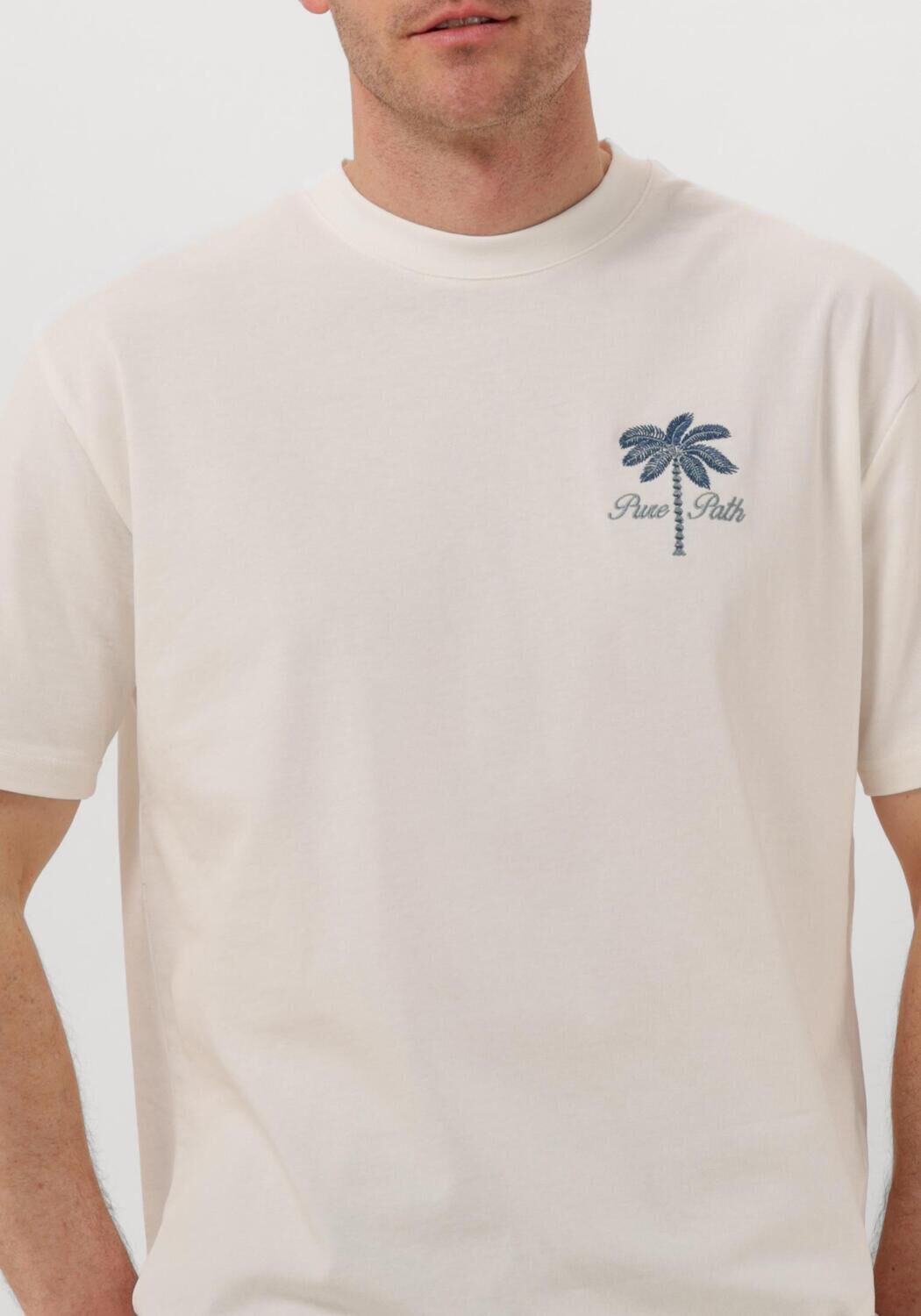 PURE PATH Heren Polo's & T-shirts Loose Fit Crewneck Ss T-shirts Gebroken Wit