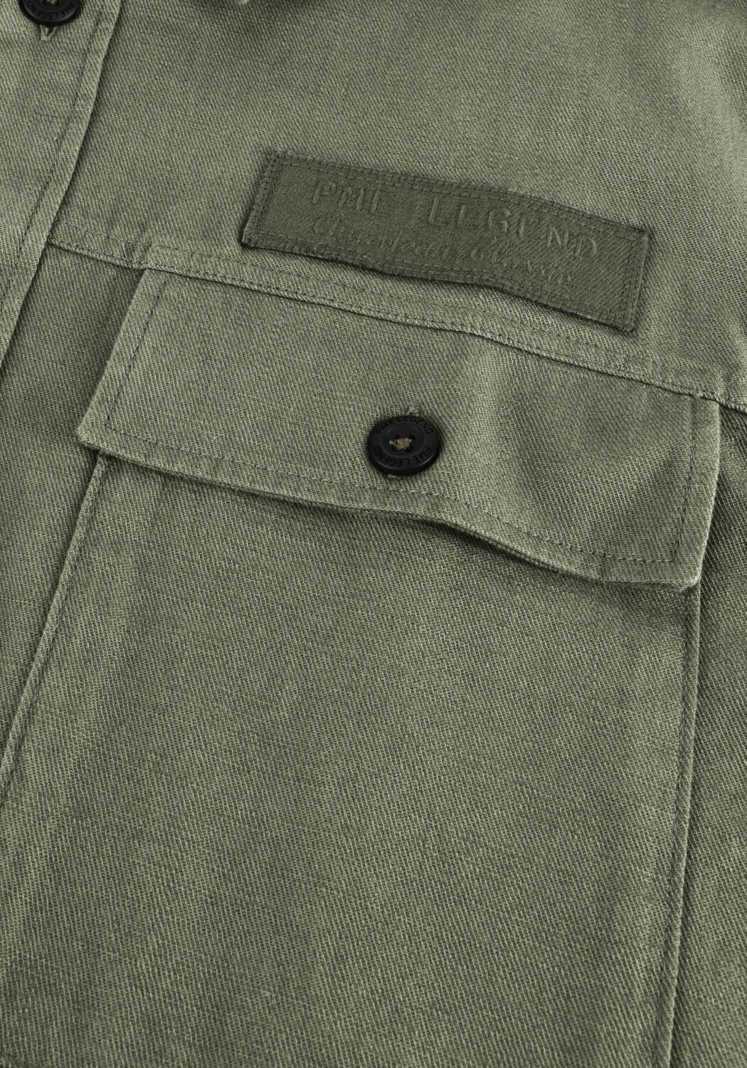 Groene PME LEGEND Casual overhemd WRENCHMEN S/S COTTON SLUB CARGO - large
