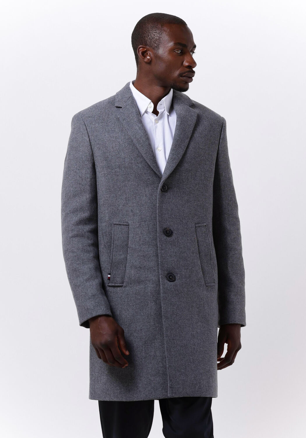 grijze tommy hilfiger mantel dressed casual wool mix coat