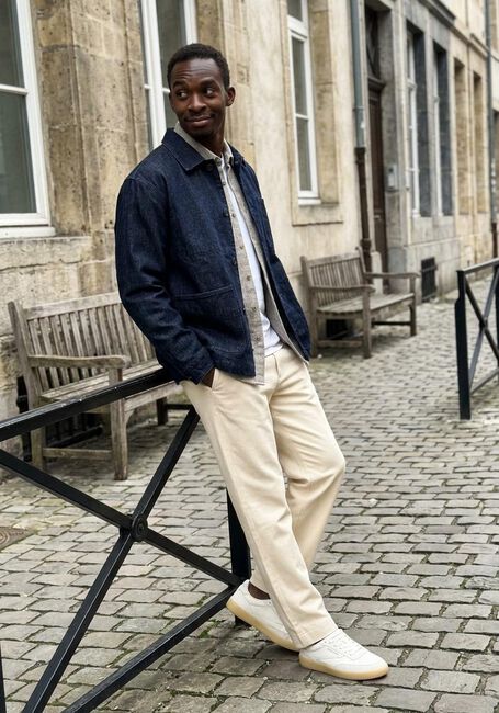 Beige SELECTED MEN Casual overhemd SLHREGNOAG MIX BDWN LS SHIRT CAMP - large