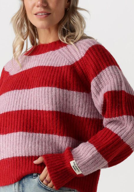 Rode COLOURFUL REBEL Trui KINZA STRIPED KNITTED SWEATER - large