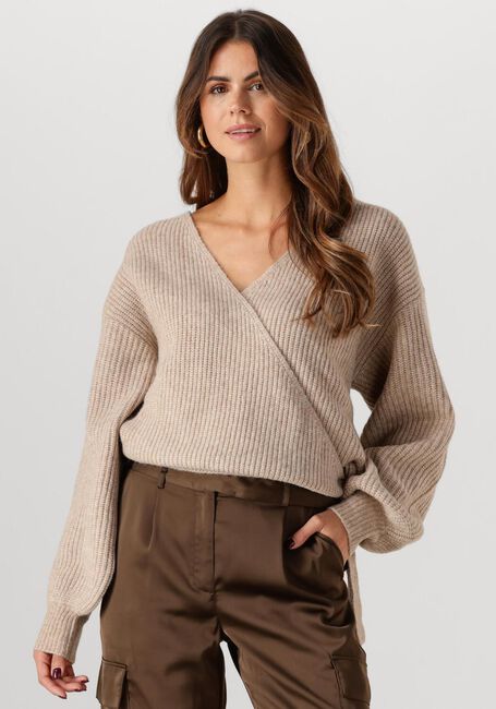 Beige ANOTHER LABEL Vest ABBY KNITTED CARDIGAN - large