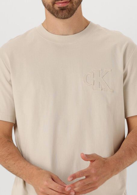 Beige CALVIN KLEIN T-shirt CK APPLIQUE TEE - large