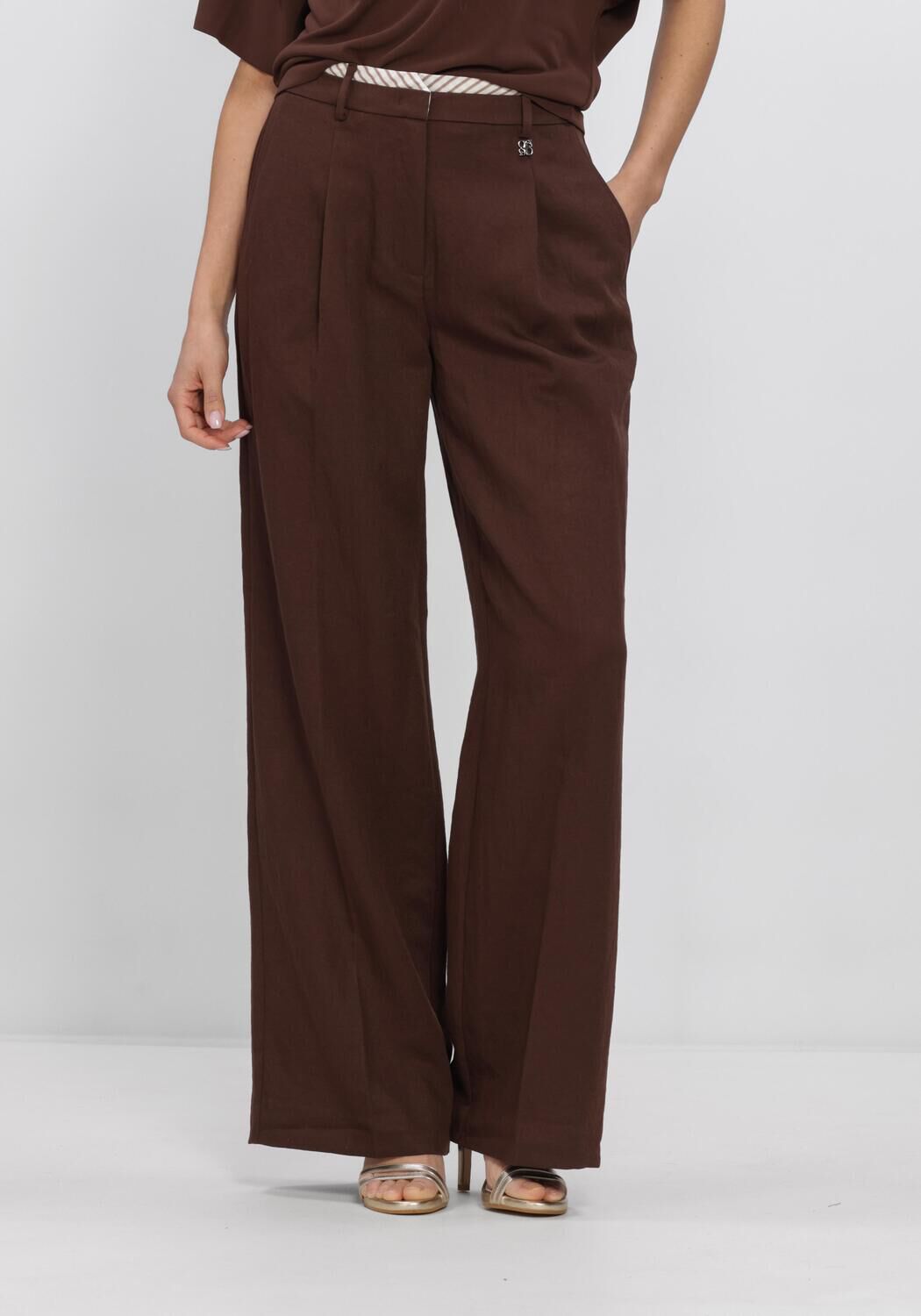 Bruine DANTE6 Wijde broek KENILA WIDE LEG PANTS - large