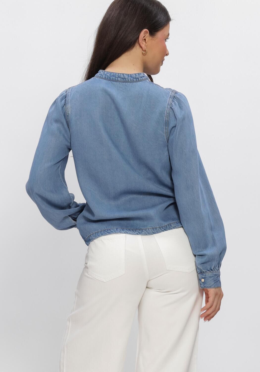 Blauwe OBJECT Tops & T-shirts OBJFRAME V-NECK RE DENIM TOP - large