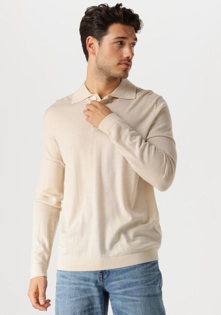 Beige SELECTED HOMME Trui SLHTRAY LS KNIT MERINO POLO - large