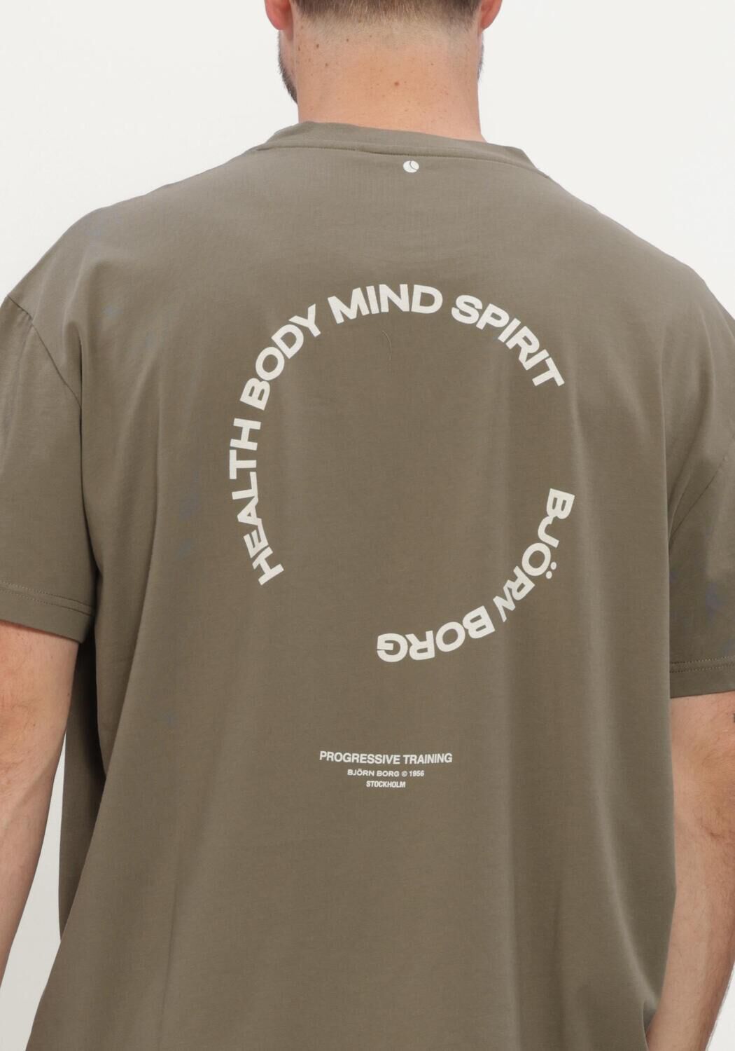 BJORN BORG Heren Polo's & T-shirts Borg Gym Oversized T-shirt Khaki