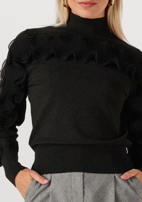 Zwarte JANSEN AMSTERDAM Trui BARBARA TRUI FN 155 LONG SLEEVE PLISSE RUFFLES - large