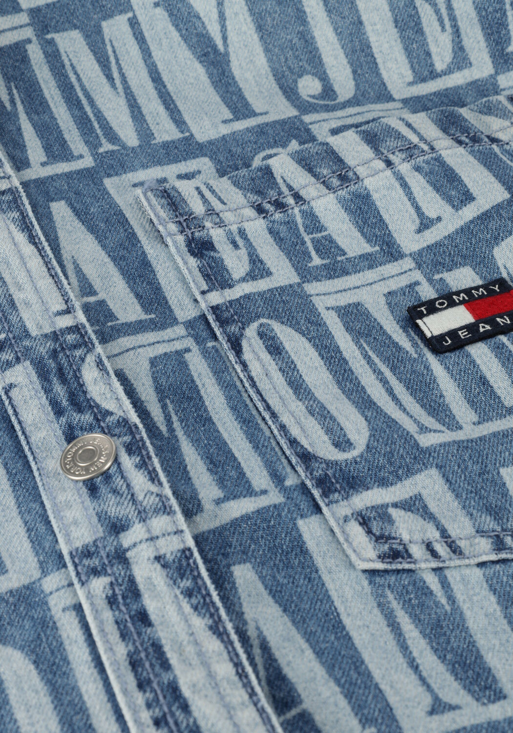 Blauwe TOMMY JEANS Spijkerjas TJW TJ DENIM SPELLOUT OVERSHIRT - large