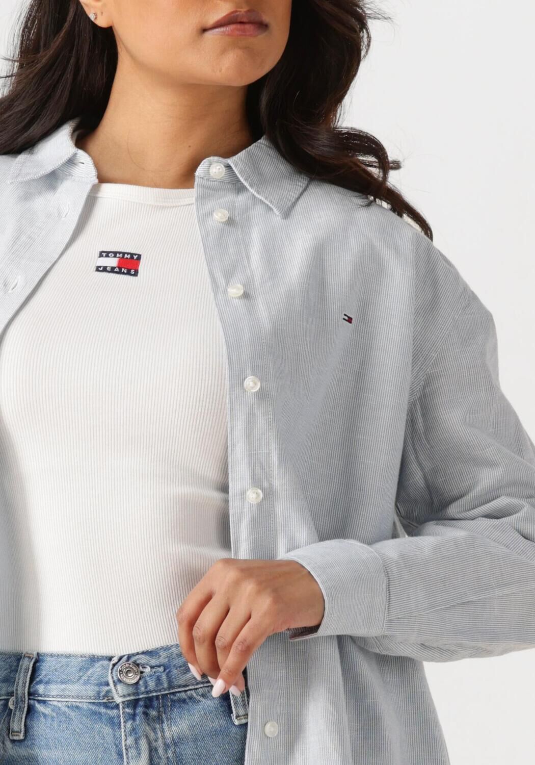 TOMMY JEANS Dames Blouses Tjw Rlx Linen Shirt Lichtblauw