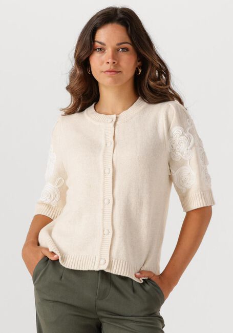 Ecru OBJECT Trui OBJJANE 2/4 RE KNIT CARDIGAN - large
