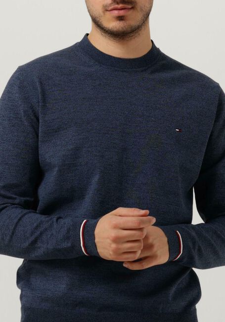 Lichtblauwe TOMMY HILFIGER Trui MOULINE GS STRIPED CREW NECK - large