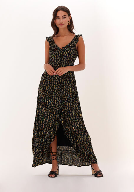 Zwarte COLOURFUL REBEL Maxi jurk ESME SMALL FLOWER SLEEVELESS BUTTON DOWN DRESS - large