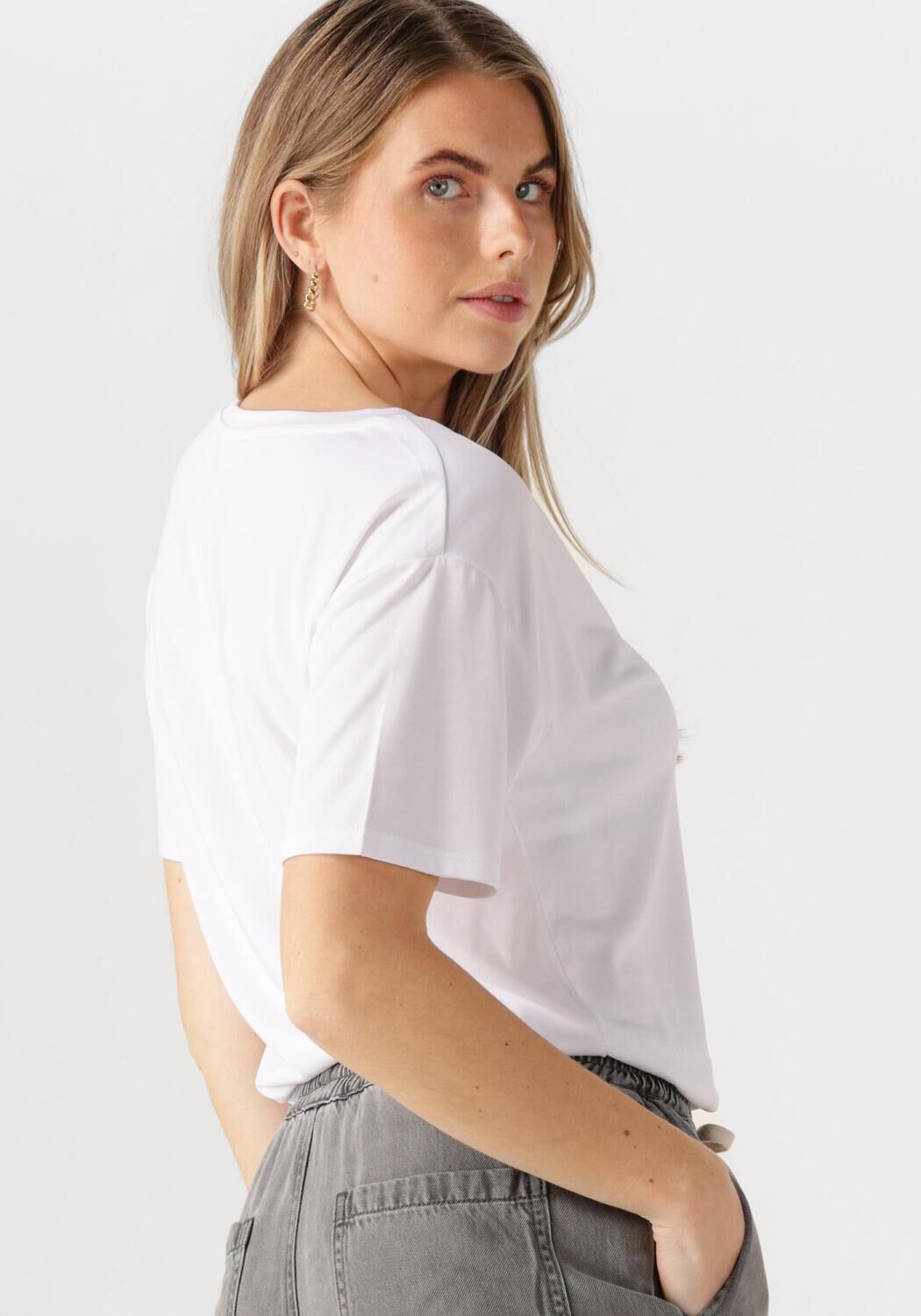 OBJECT Dames Tops & T-shirts Objannie Re S s V-neck Top Wit