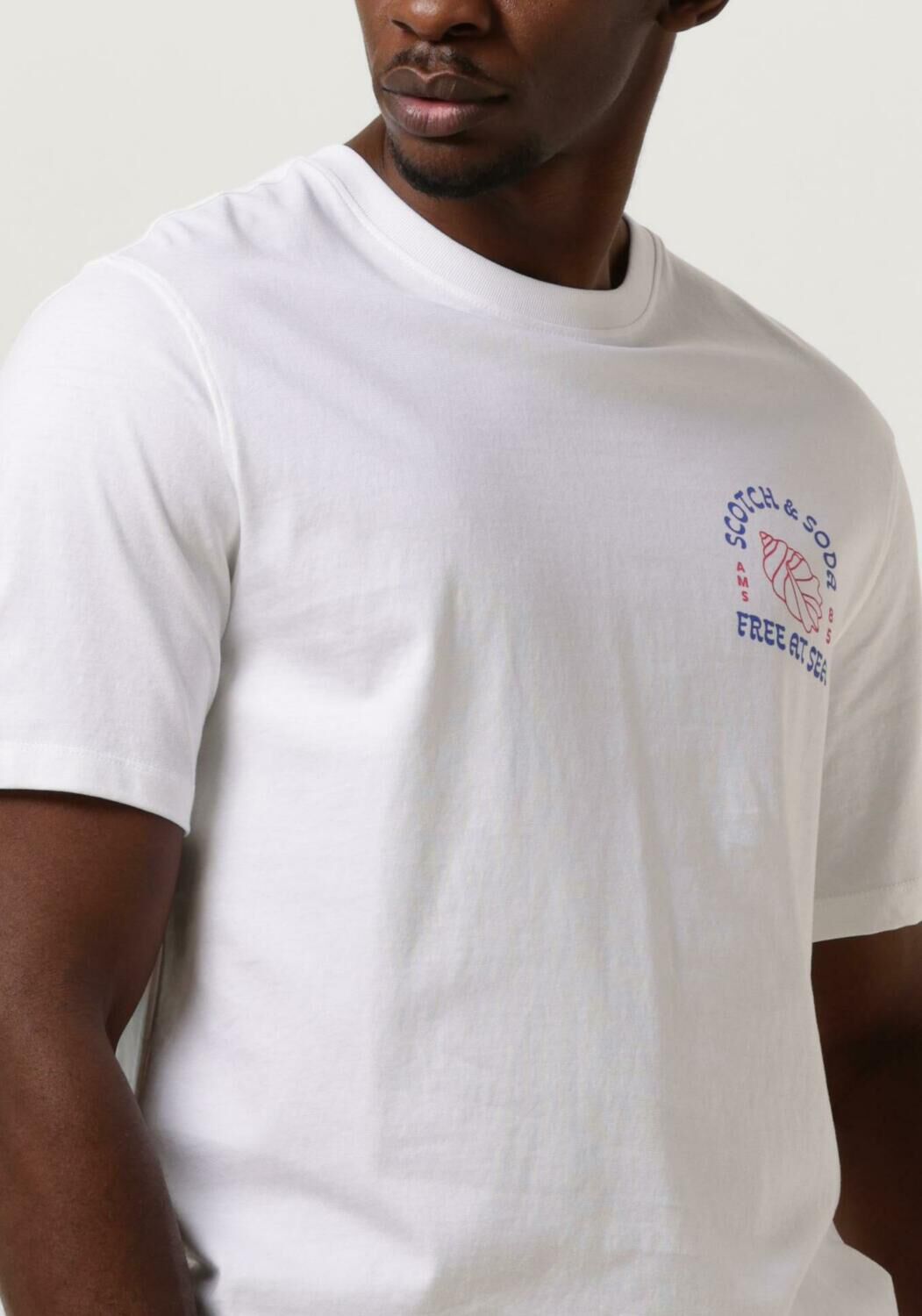 SCOTCH & SODA Heren Polo's & T-shirts Left Chest Artwork T-shirt Wit