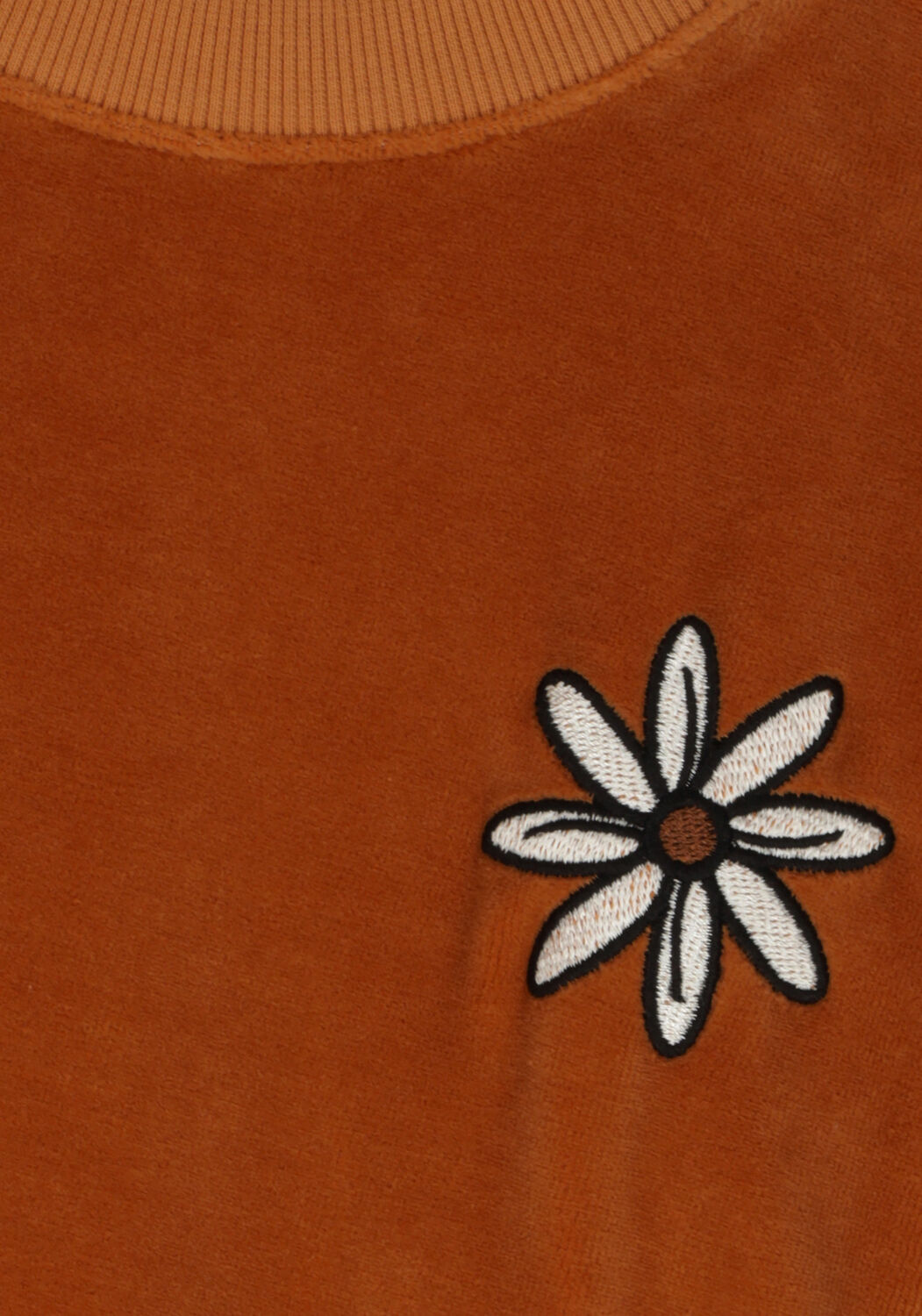 Cognac CARLIJNQ T-shirt FLOWER - CROPPED CREWNECK T-SHIRT WT EMBROIDERY - large