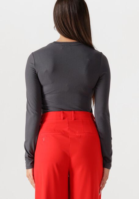 Donkergrijze ALIX THE LABEL Top LADIES KNITTED MODAL LONGSLEEVE TOP - large
