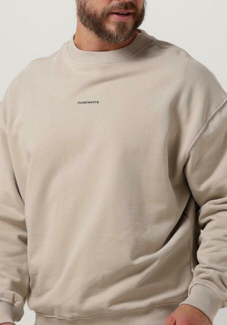 Zand PUREWHITE Trui CREWNECK WITH SMALL LOGO ON CHEST AND BIG BACK PRINT - large