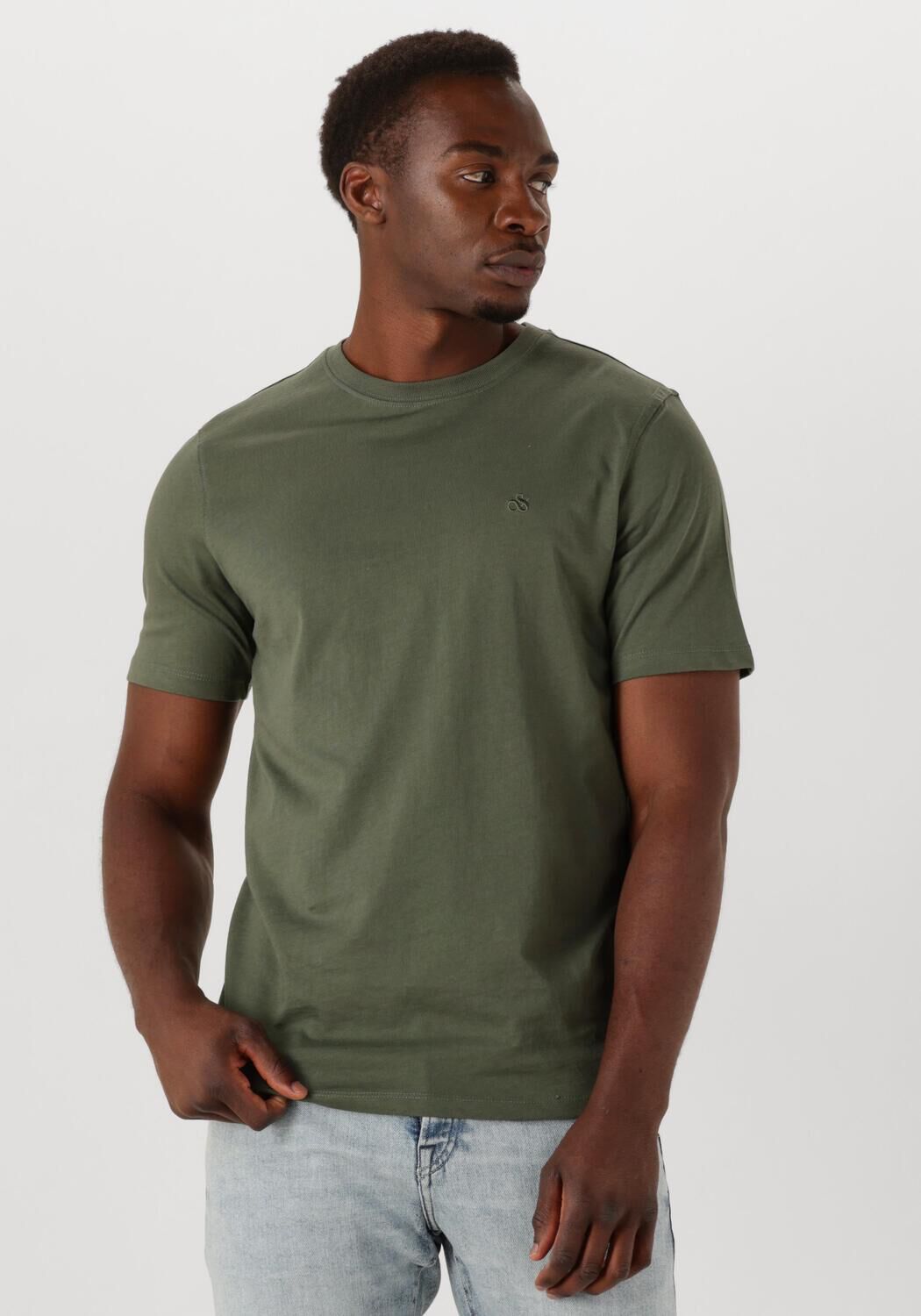 SCOTCH & SODA Heren Polo's & T-shirts Seasonal Core Regular-fit Logo T-shirt Donkergroen