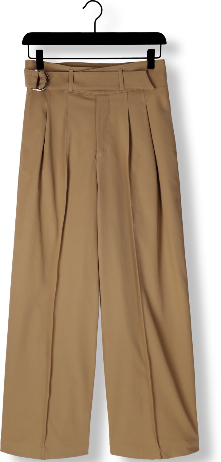 VANILIA Dames Broeken Twill Wide Leg Pleats Camel