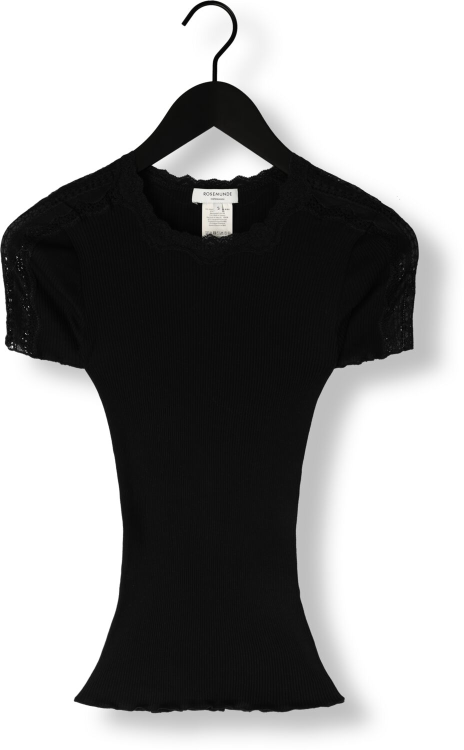 ROSEMUNDE Dames Tops & T-shirts Benita Silk T-shirt W Lace Zwart