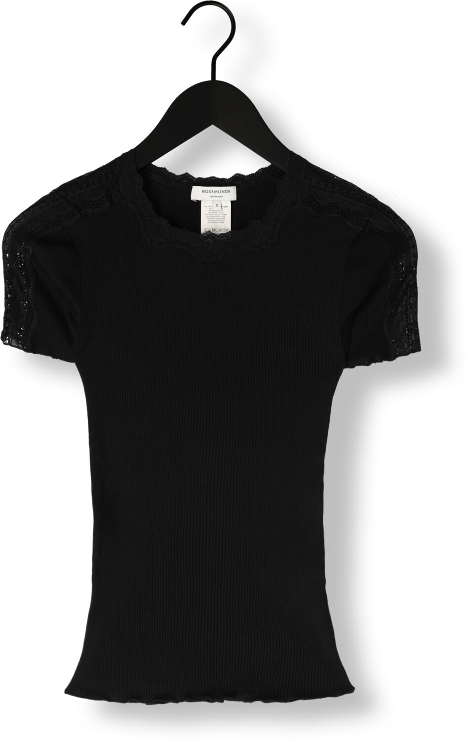 ROSEMUNDE Dames Tops & T-shirts Benita Silk T-shirt W Lace Zwart