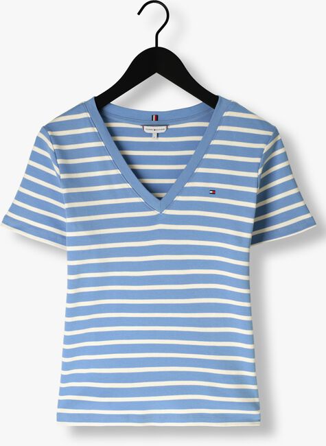 Lichtblauwe TOMMY HILFIGER T-shirt NEW SLIM CODY V-NECK SS - large