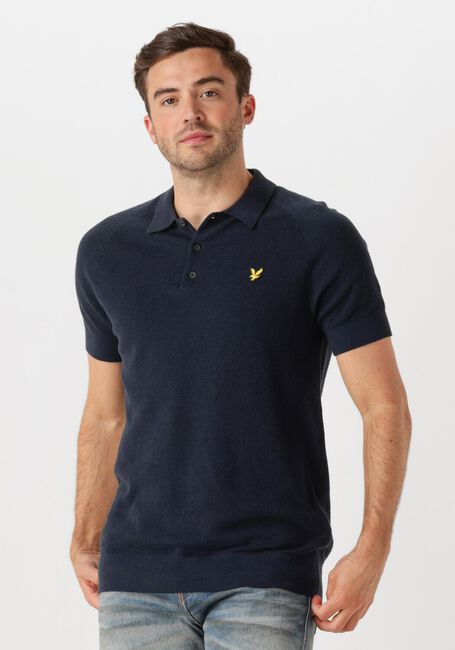 Donkerblauwe LYLE & SCOTT Polo LINEN BLEND KNITTED POLO - large