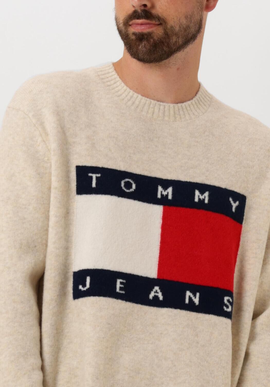 TOMMY JEANS Heren Truien & Vesten Tjm Reg Melange Flag Sweater Beige