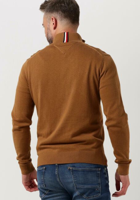 Camel TOMMY HILFIGER Trui PIMA ORG CTN CASHMERE ZIP MOCK - large