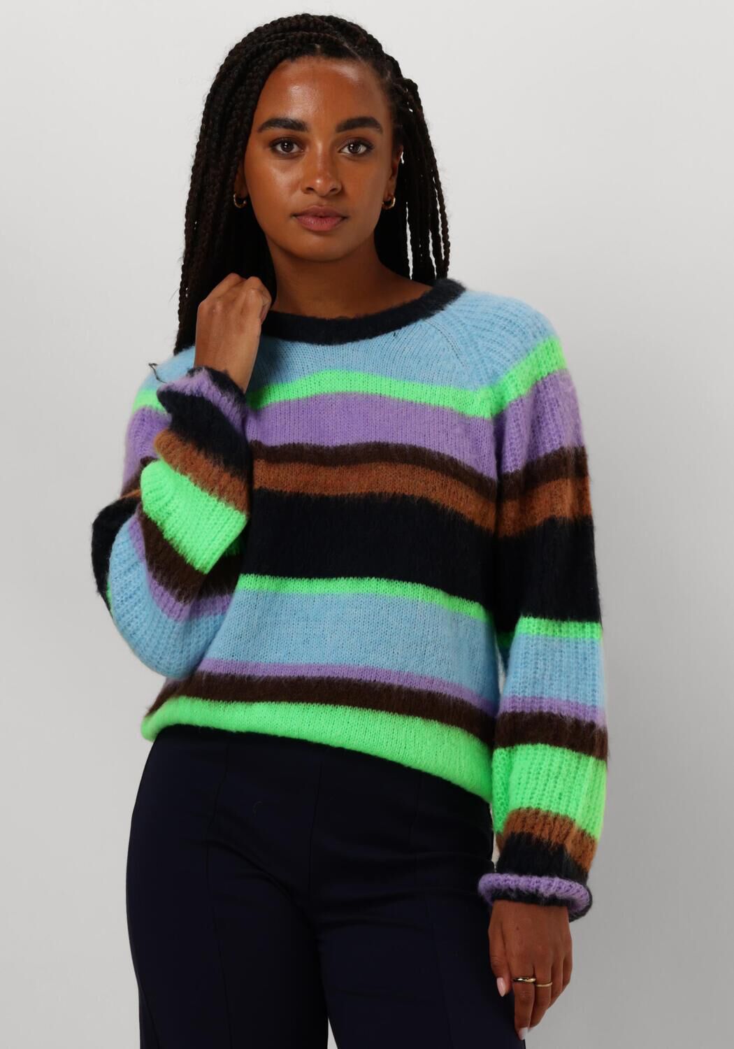 Multi POM AMSTERDAM Trui PULLOVER BRUSHED STRIPES Omoda