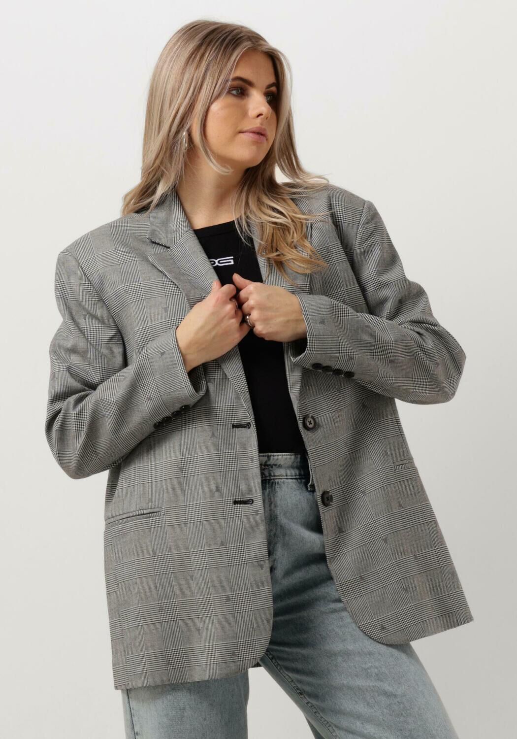 ALIX THE LABEL Dames Blazers Ladies Woven Special Checked Blazer Grijs