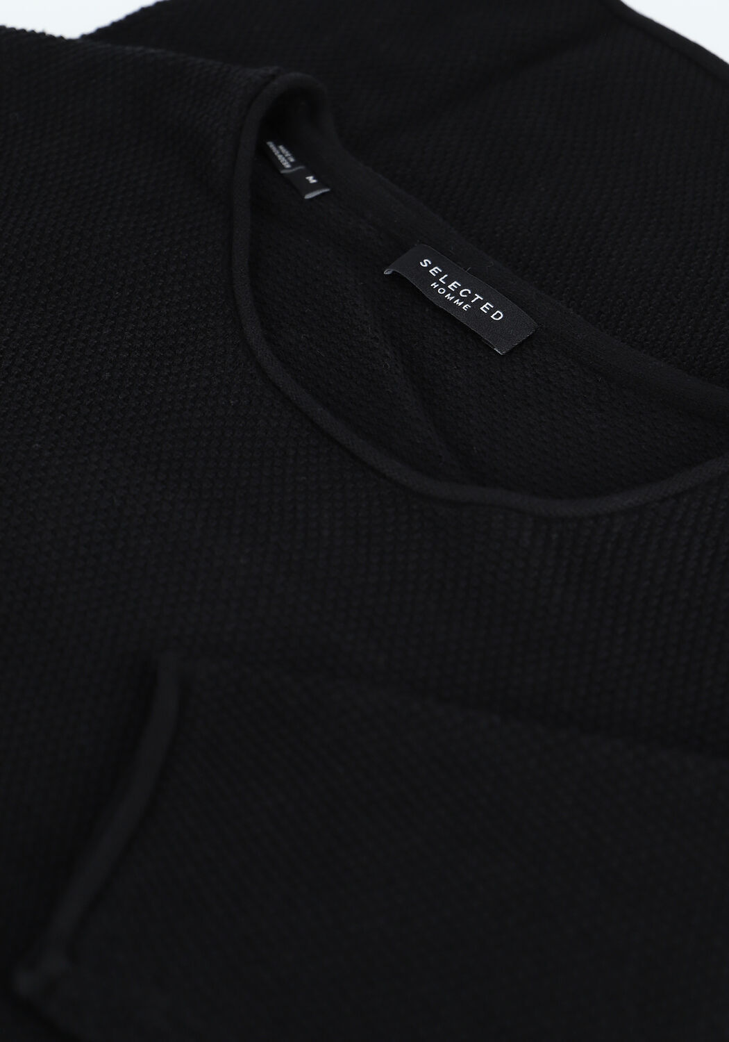 Zwarte SELECTED MEN Trui ROCKY CREW NECK B WEBS - large