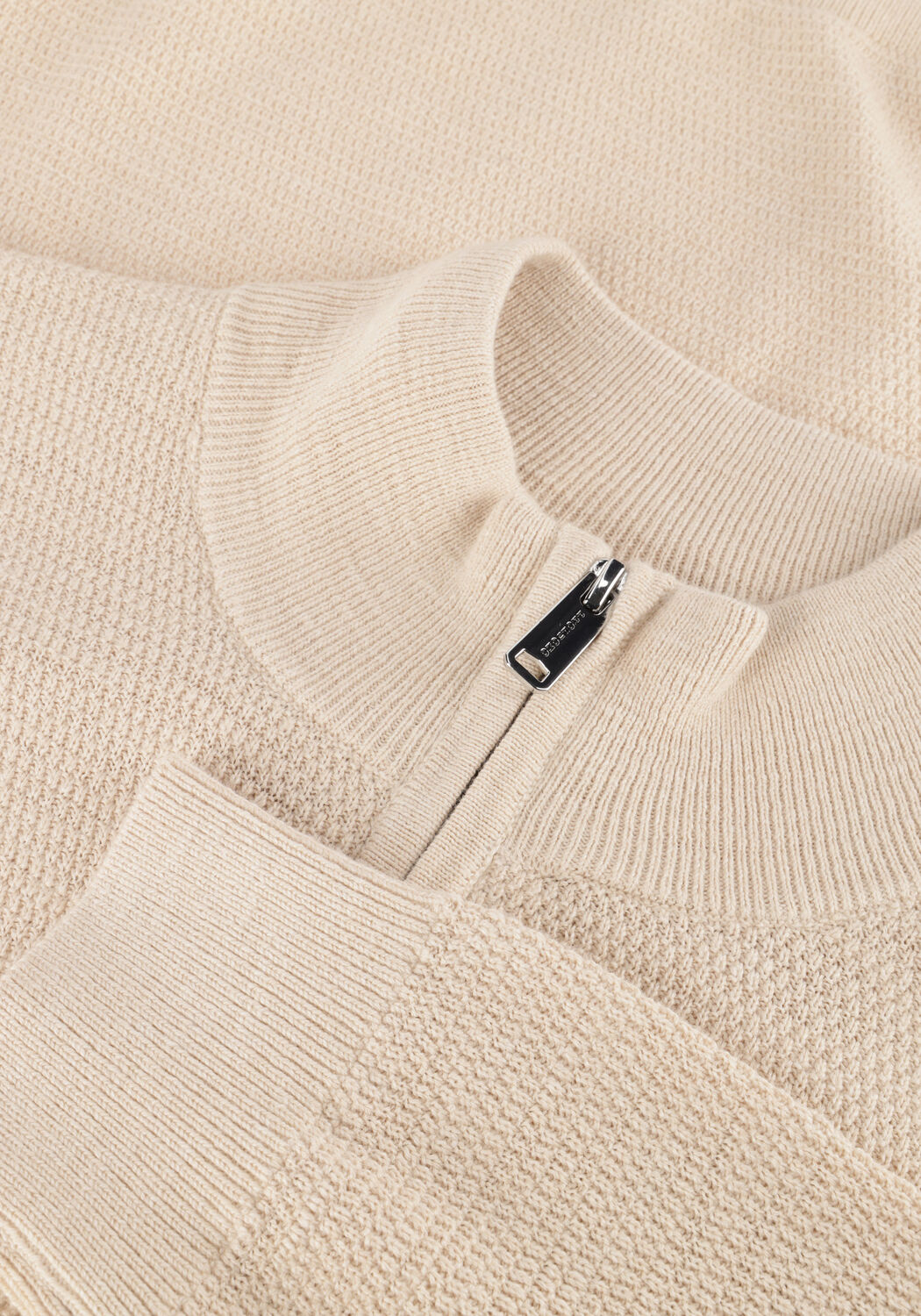 Beige PROFUOMO Trui PULLOVER HALF ZIP TWINKLE SLUB - large