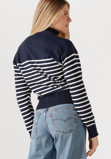 Donkerblauwe TOMMY HILFIGER Trui CO JERSEY GOLD BTN MOCK-NK SWT - large