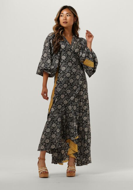 Zwarte SISSEL EDELBO Maxi jurk ZELDA WRAP DRESS - large