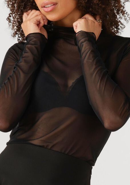 Zwarte OBJECT Top OBJNELA LS O-NECK MESH TOP REP - large