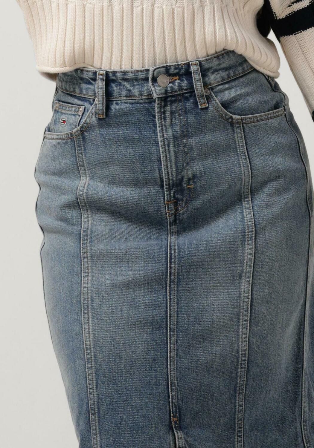 donkerblauwe tommy jeans spijkerrokken claire hgh midi skirt ah7134