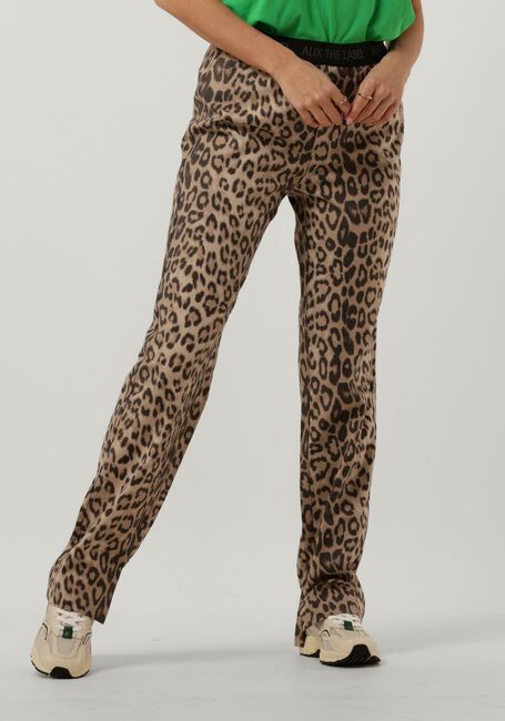 Bruine ALIX THE LABEL Pantalon LADIES WOVEN ANIMAL SUIT PANTS - large