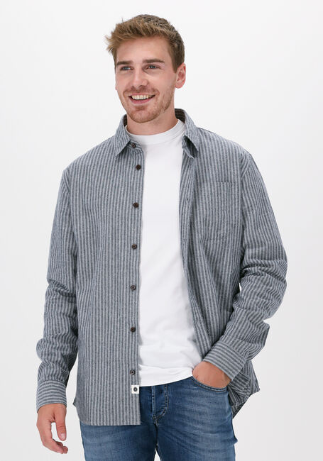 Blauw/wit gestreepte ANERKJENDT Casual overhemd AKLOUIS STRIPE CHAMBRAY SHIRT - large