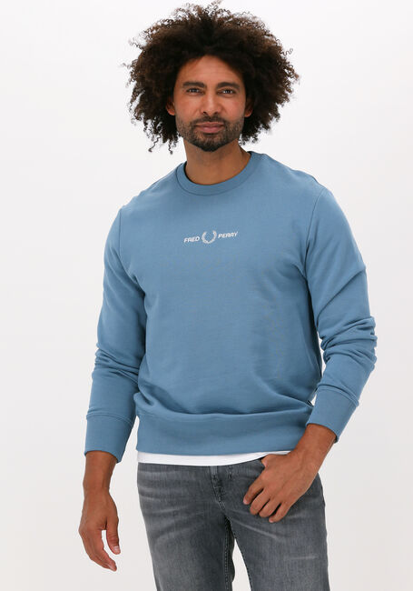Lichtblauwe FRED PERRY Sweater EMBRIODERED SWEATSHIRT - large