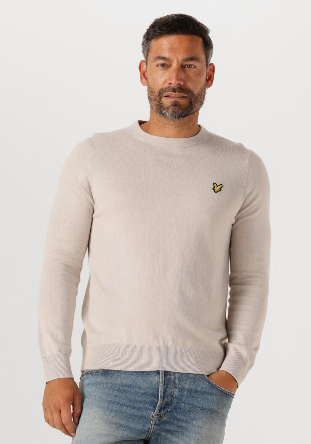 Lyle & Scott Heren Truien & Vesten Cotton Merino Crew Neck Jumper - Beige