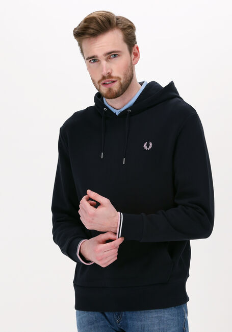 Donkerblauwe FRED PERRY Sweater TIPPED HOODED SWEATSHIRT - large